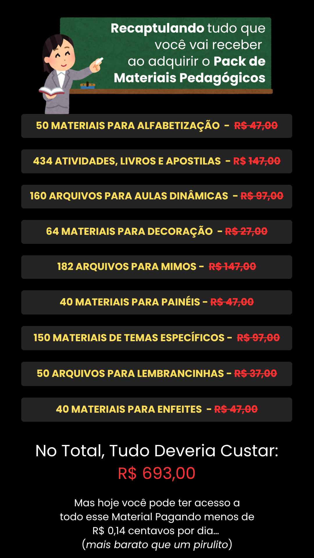 Informações do Pack de Materiais Pedagógicos